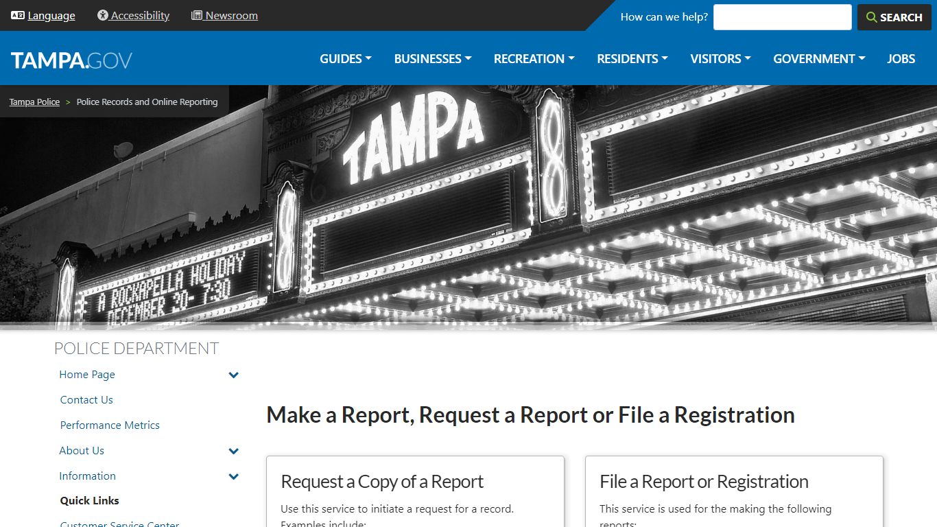 Police Records and Online Reporting | City of Tampa